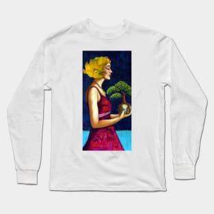 The Gift : portrait of a woman holding a tree Long Sleeve T-Shirt